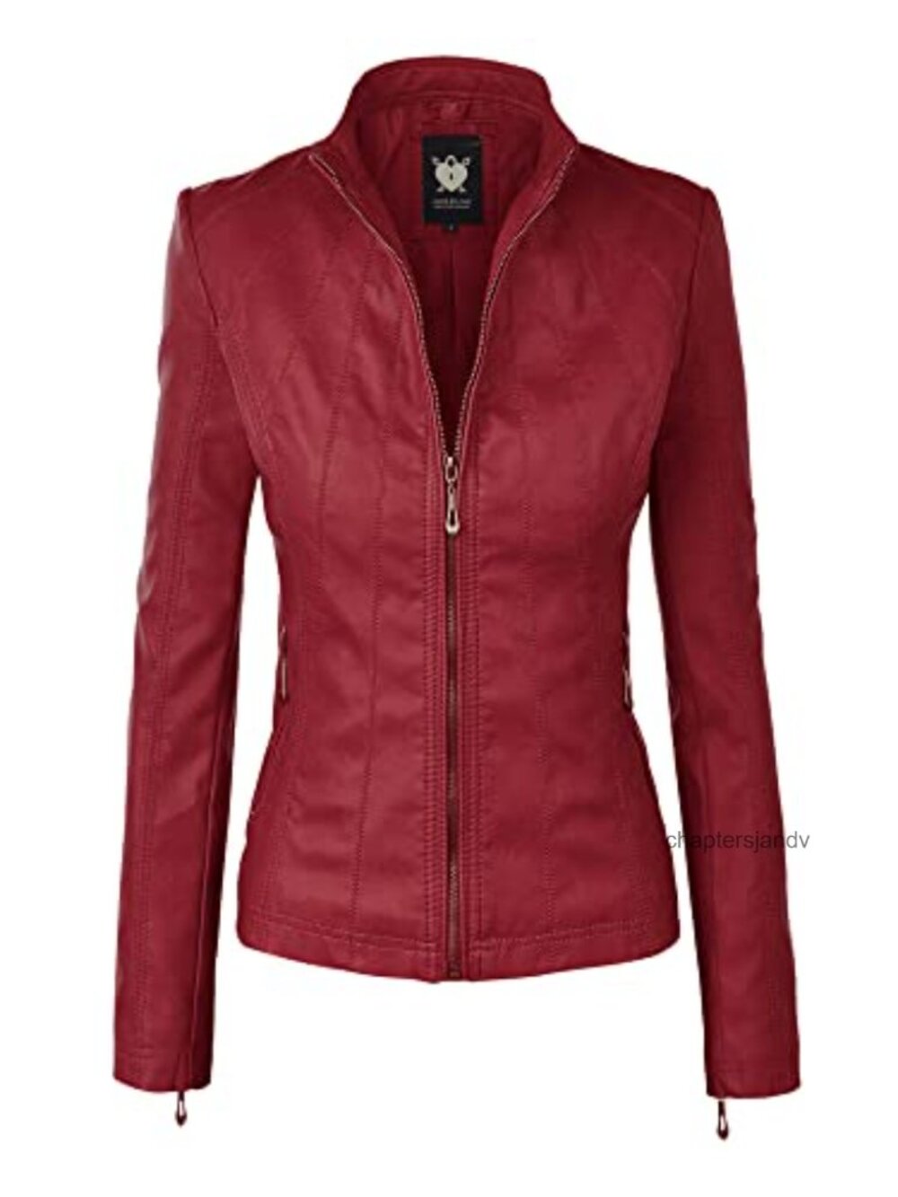 Faux Leather Moto Jacket Slim Fit Vegan Biker Motorcycle Coat